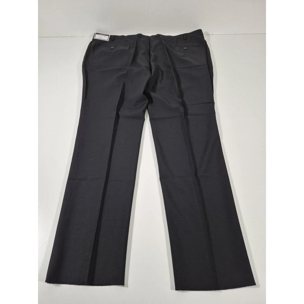 Giles & Jasper Dress Pants Mens 45x36 Black Wool Stretch Flat Front Modern Fit